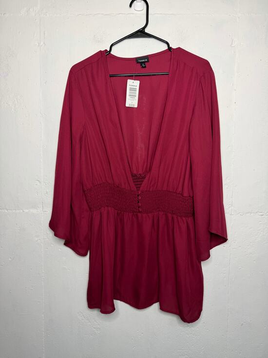 torrid Tops - NEW Torrid Sheer Burgundy Babydoll Blouse Size 2X Top